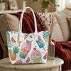 Cute Summer Dessert Print Shoulder Bag for Women Casual Large Capacity Daily Commute Tote Bag Portable Reusable Grocery Shopping Handbag