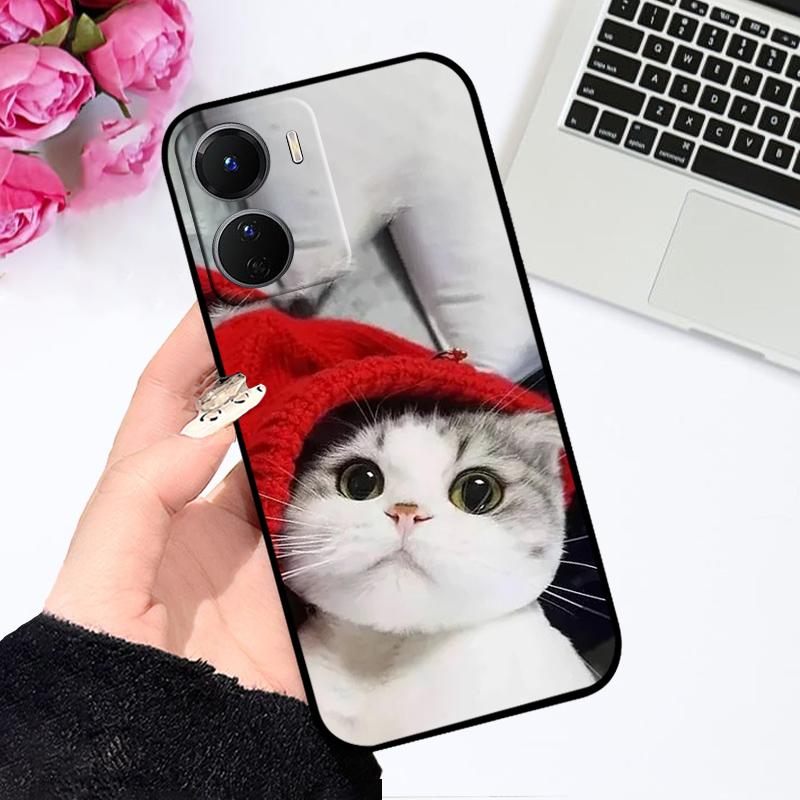 

Case For Y56 Y35 Y53T 5G Fundas Cute Fashion TPU Soft Silicone Black Matte Phone Cover For Vivo Y16 4G V2204 V2214 Coque Bumper For Vivo Y16 4G