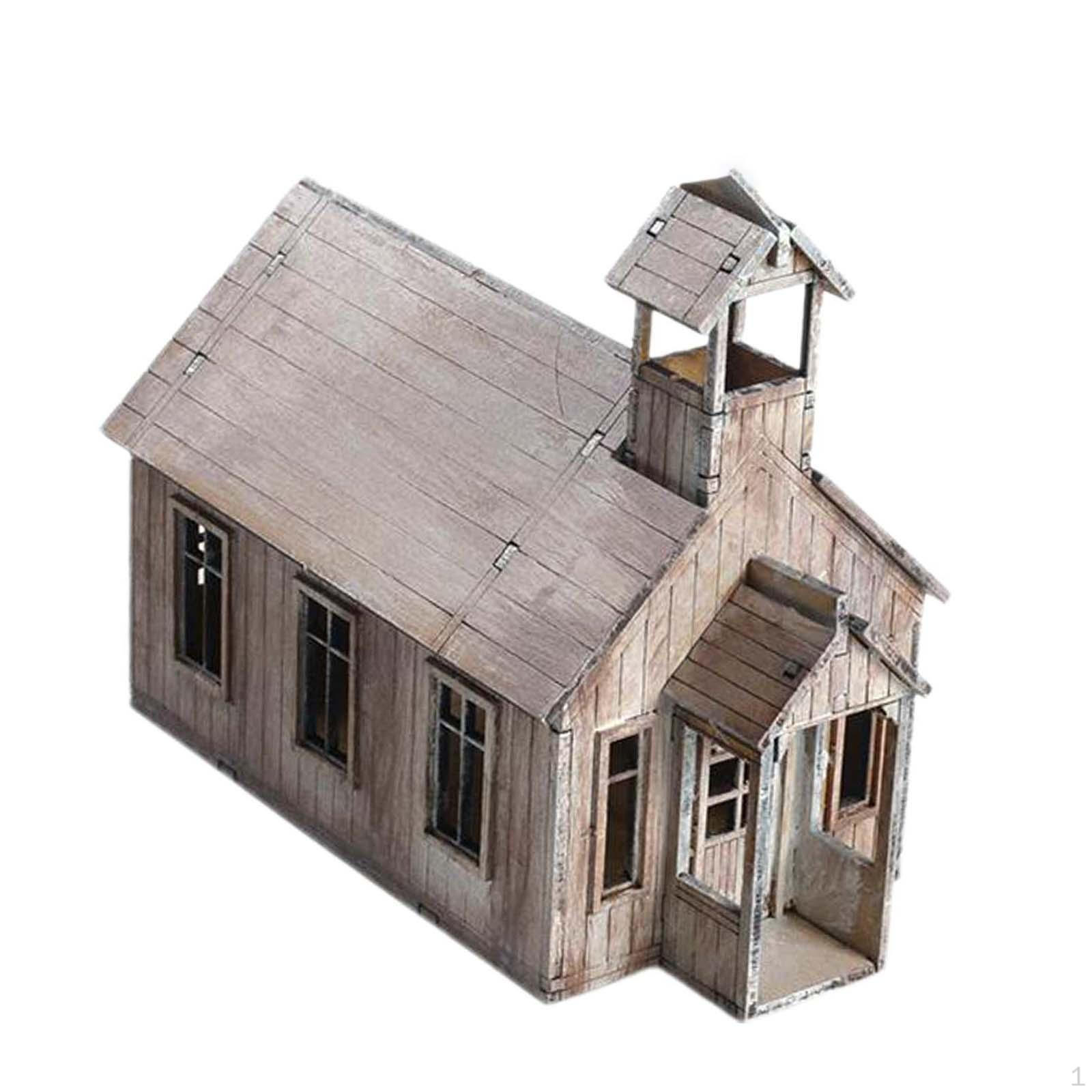 

1/72 Miniature Wooden House Church Architecture Scene Puzzles Ornaments Model for