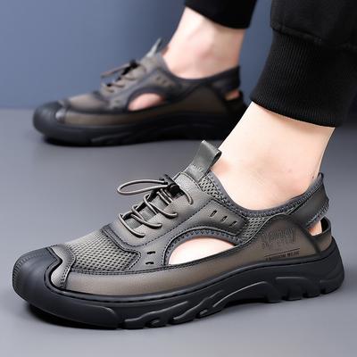 Chaussures de plage classiques respirantes et antidérapantes pour hommes, tissées romaines creuses, idéales pour les loisirs en plein air