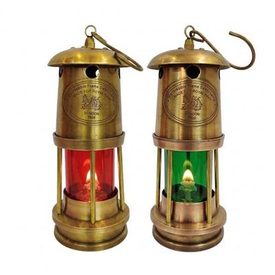 Set of 2 Brass Nautical Ship Lanterns Minor Lamp Boat Lights 15.24 Cm Maritime Home Office Room Decor Gift for Christmas