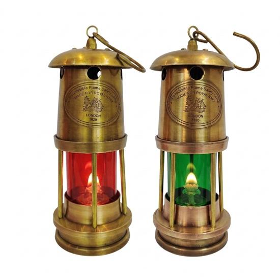 Набор из 2 латунных морских корабельных фонарей, малая лампа, корабельные огни, 15,24 см, морской декор для дома, офиса, комнаты, подарок на Рождество