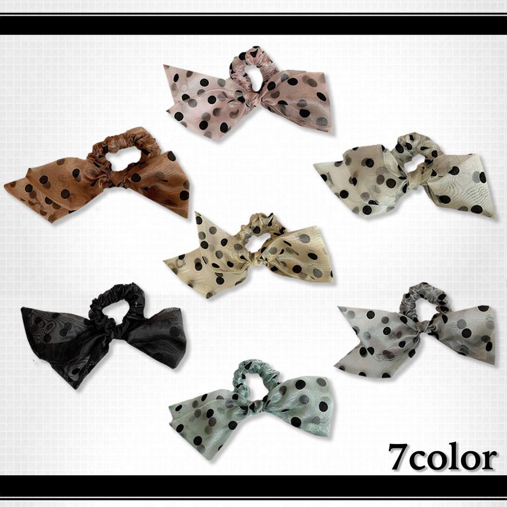 WHITE FANG Scrunchie Hair Tie with Polka Dot Stylish and Cute Hair Accessory for ZA073 Pattern, Women, (04 White)