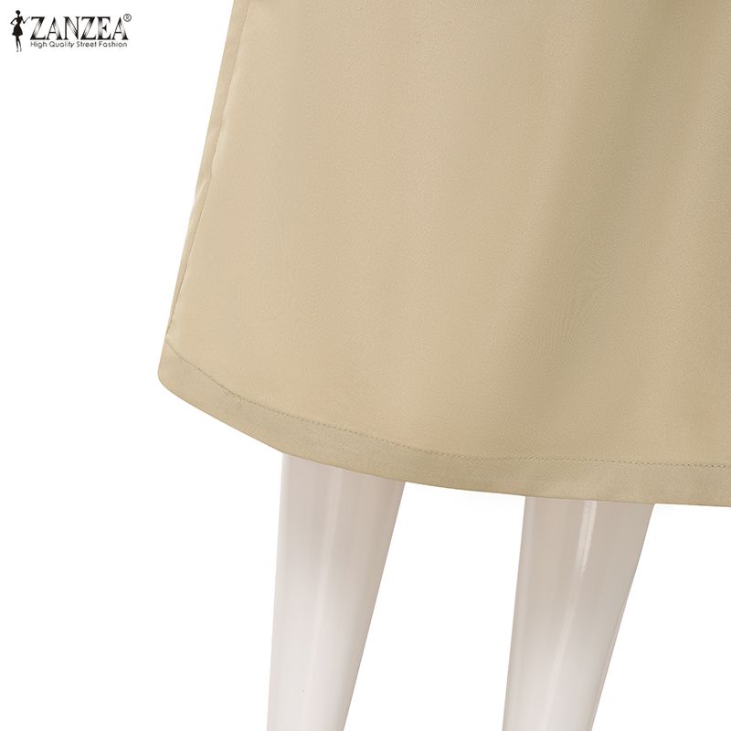 ZANZEA Women Casual Round Neck Summer Short Sleeve Sheath Dress