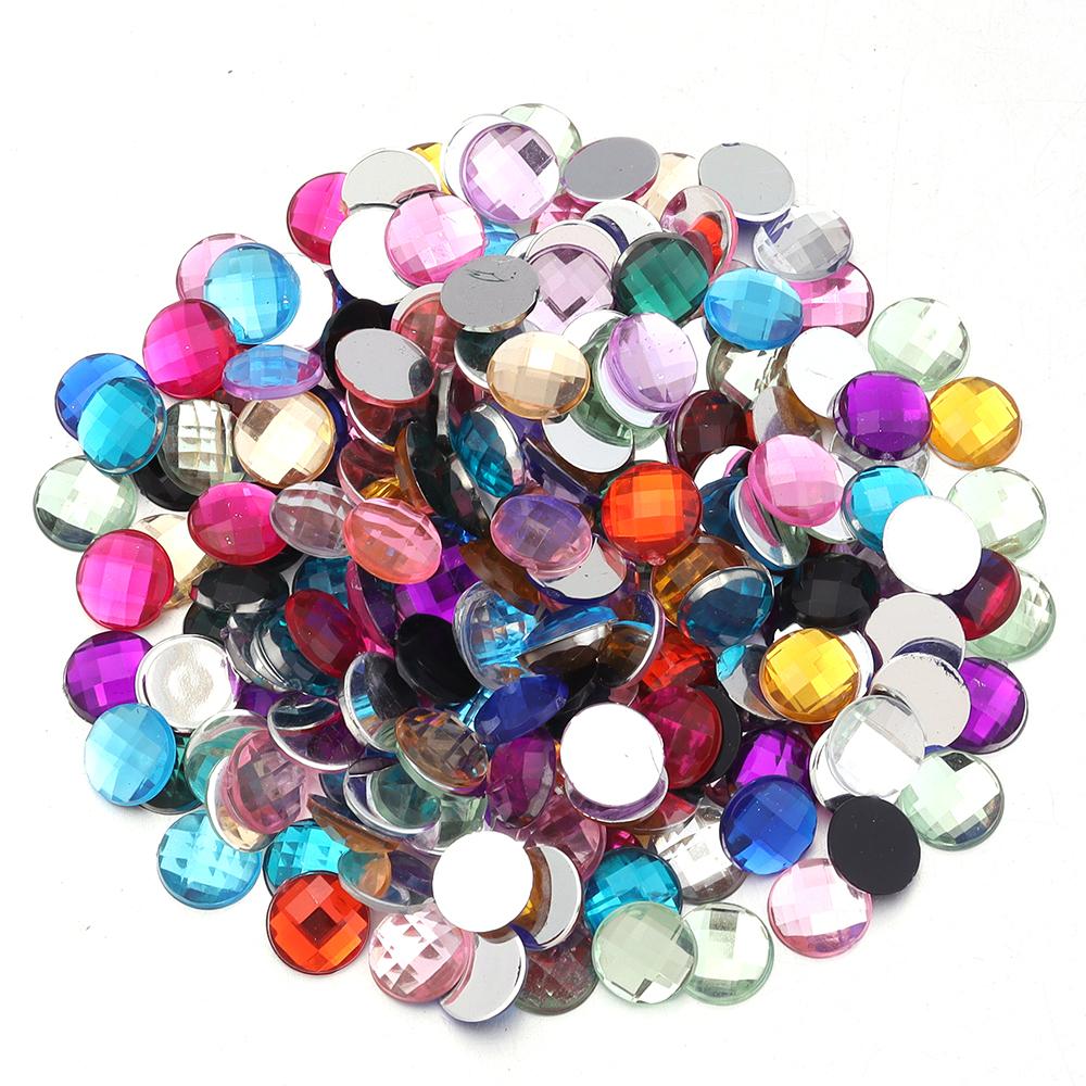 200pcs Round Flatback Acrylic Rhinestones Colorful Cabochon Beads For Jewelry Making DIY Necklace Earrings Hairclip Accessories