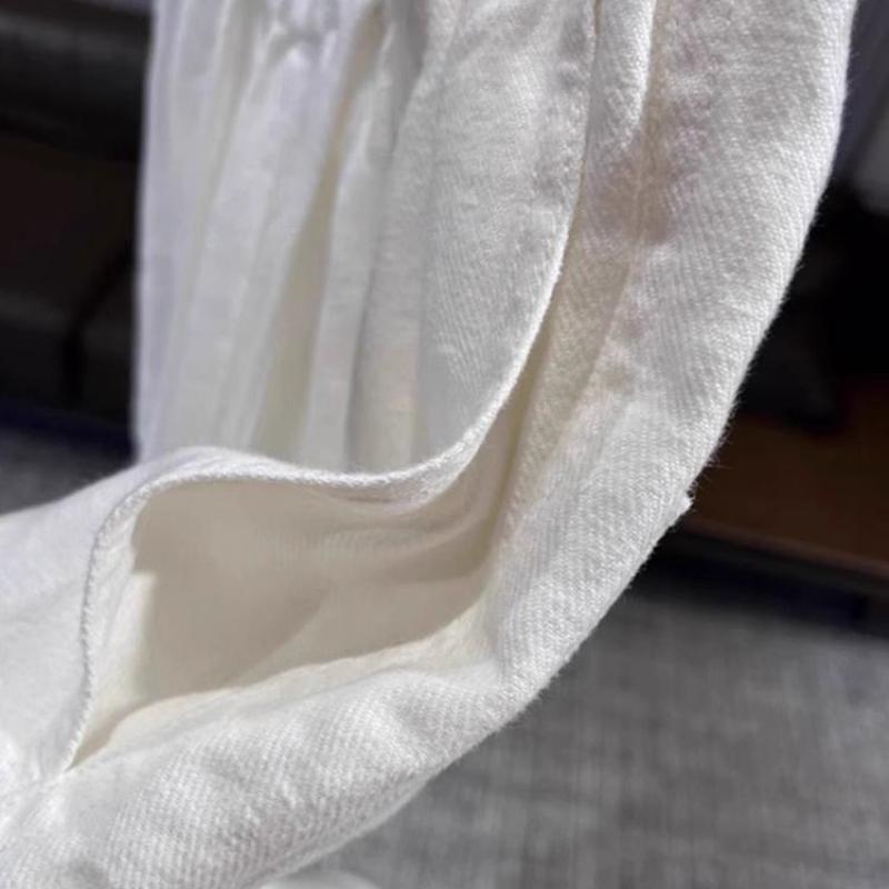 Summer Thin Linen Wide Leg Pants Women's High Waist Drape Premium Casual Cotton Linen White Straight Pants