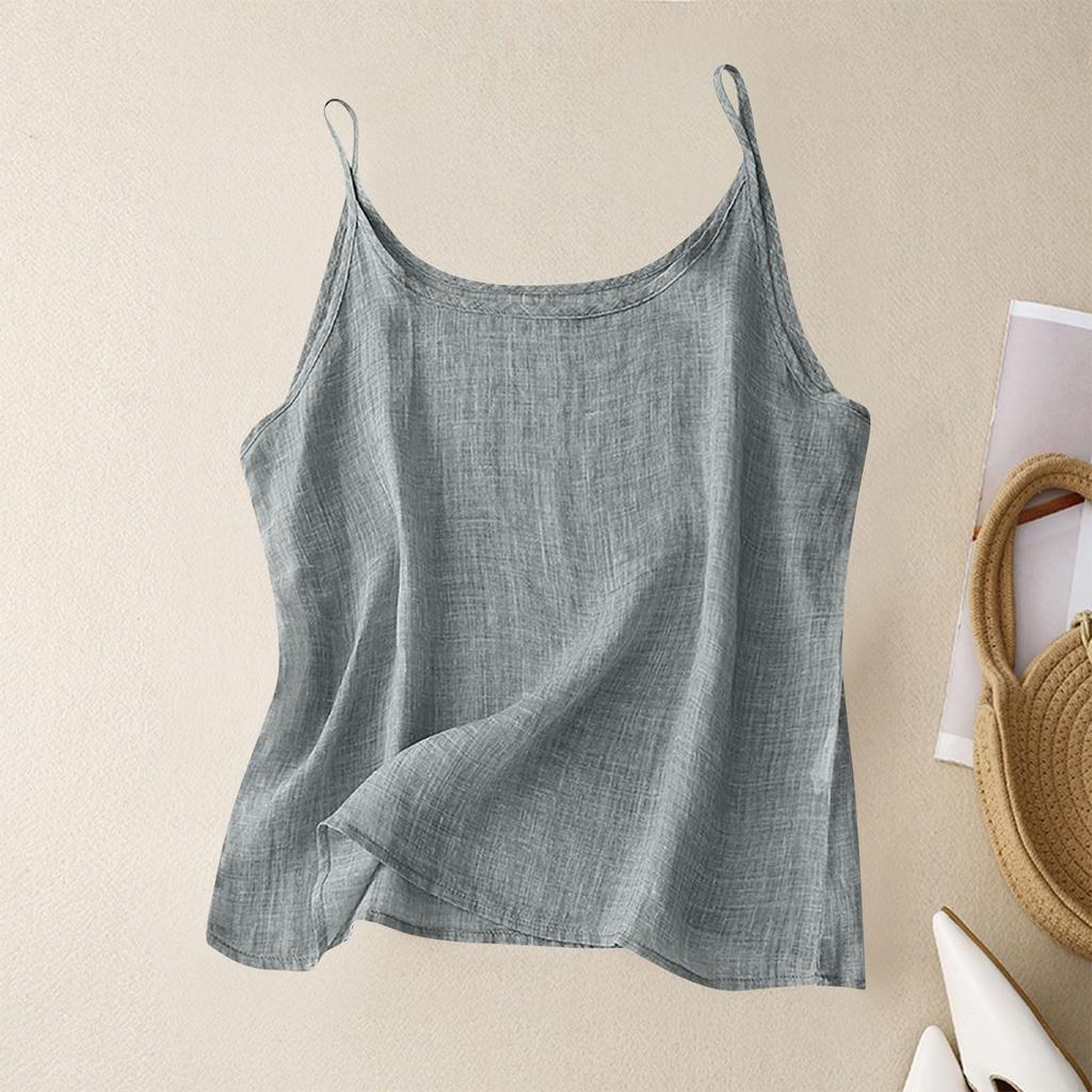Women's Summer Vintage Cotton Linen Small Camisole Bottom Vest Loose Inner Tops