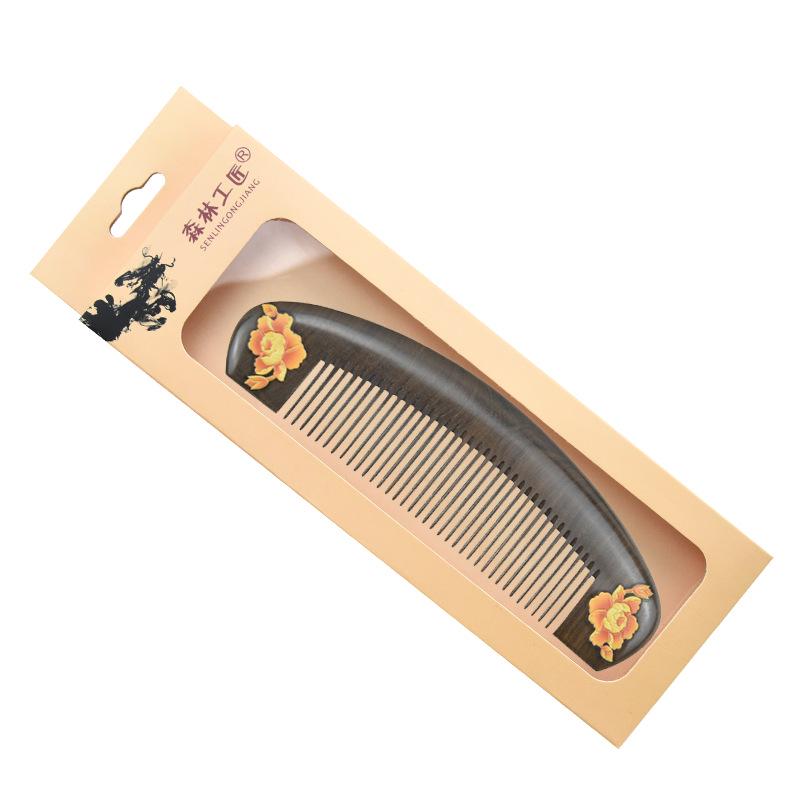 Moon-Shaped Solid Wood Comb for Men and Women – Deep Precious Treasure, Home Daily Use, Engraved Design