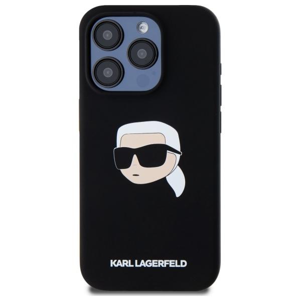 Karl Lagerfeld Klhmp15Lskhpplk Iphone 15 Pro 6.1 Czarny/Black Hardcase Silicone Karl Head Print Magsafe