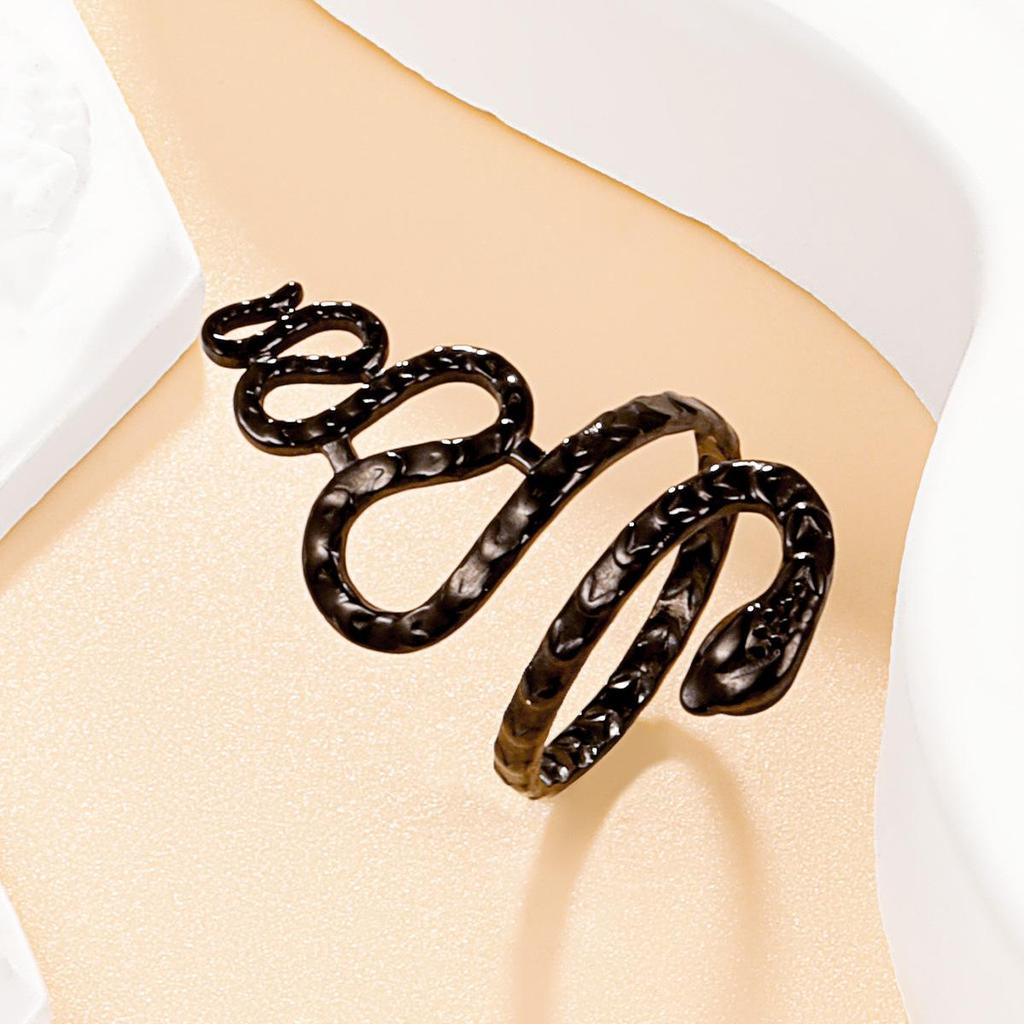 Gold Plated Stainless Steel Snake Shape Open Ring - European & American Punk Style Hip Hop Jewelry