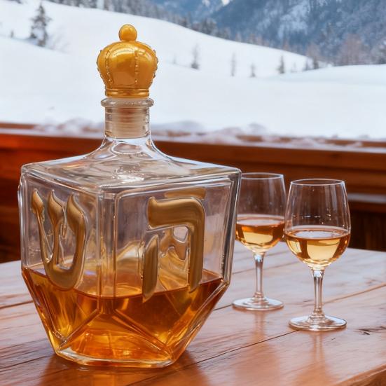 Χανουκά Θεματική Γυάλινη Μπουκάλα Ντεκάντερ Ουίσκι με Διακοσμητικό Στόμιο Μοναδικό Ντεκάντερ Λικέρ για Δώρα Εορτών, Επίδειξη Οικιακού Μπαρ