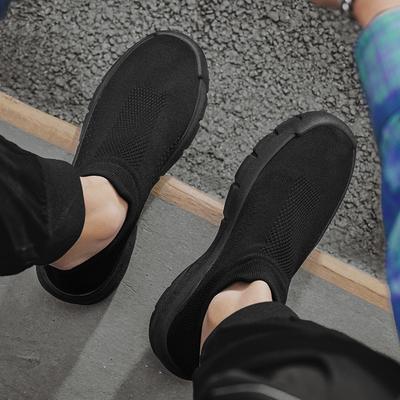 Spring and Summer New One-pedal Lazy Shoes Fly-woven Breathable Fashion Socks Sports Trendy Shoes Solid Color Versatile Men's Shoes