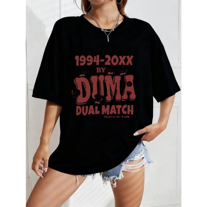 

Белая футболка оверсайз 1994 20xx от Duma с принтом волейбольного матча и мультяшных персонажей, повседневная уличная одежда для женщин S чёрный