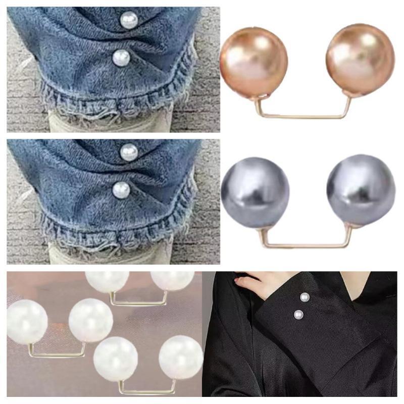 Pearl Sleeve Clips 2 Pack No Sew No Trace Clothing Holders for Adjusting Long Sleeves Weekend Outings