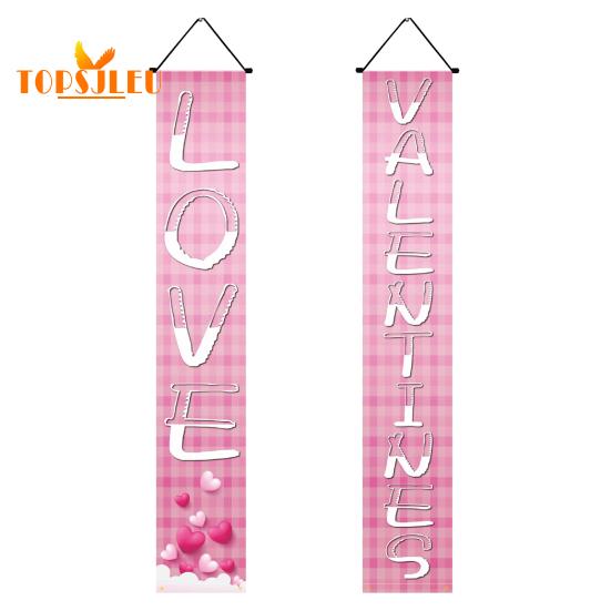 1 pár valentýnského páru poutavý transparent na dveře s jasným vzorem, pro domácí sváteční dekorace