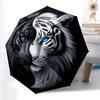 Yin Yang Tigergesicht Kunstdruck WanddekorationRegenschirm mit süßem Design, Tragbarer 3-fach kompakter Regenschirm für Damen & Herren, Valentinstag Muttertag Halle
