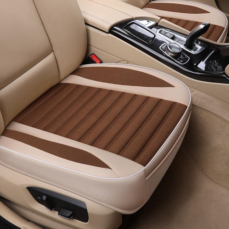 Universal Car Seat Cover Seasons Breathable For Most Four-Door Sedan&SUV Ultra-Luxury Car Seat Protection Flax Cushion кофейный
