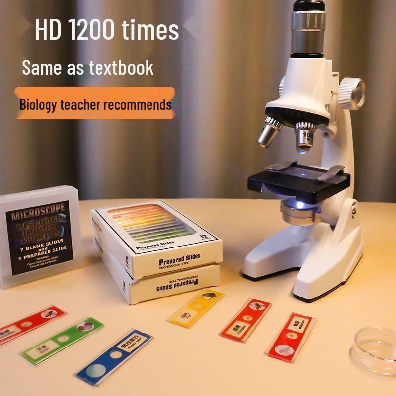 Professional-Grade HD Optical Microscope for Children's Science, Middle School Use; Detects Bacteria; Junior High Exam Model