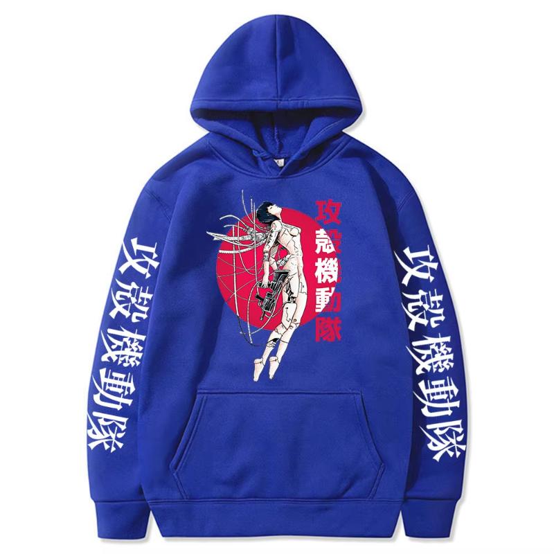 Vintage Manga Ghost Soldier Ghost In The Shell Anime Hoodie Kusanagi Motoko Sweatshirt Harajuku Men Women Clothes Streetwear