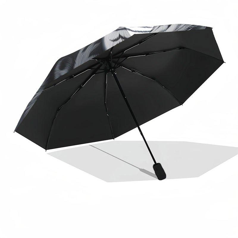 Yin Yang Tigergesicht Kunstdruck WanddekorationRegenschirm mit süßem Design, Tragbarer 3-fach kompakter Regenschirm für Damen & Herren, Valentinstag Muttertag Halle