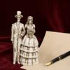 Skeleton Bride and Groom Figurine Resin Couples Skull Ornaments Wedding Couple Statue