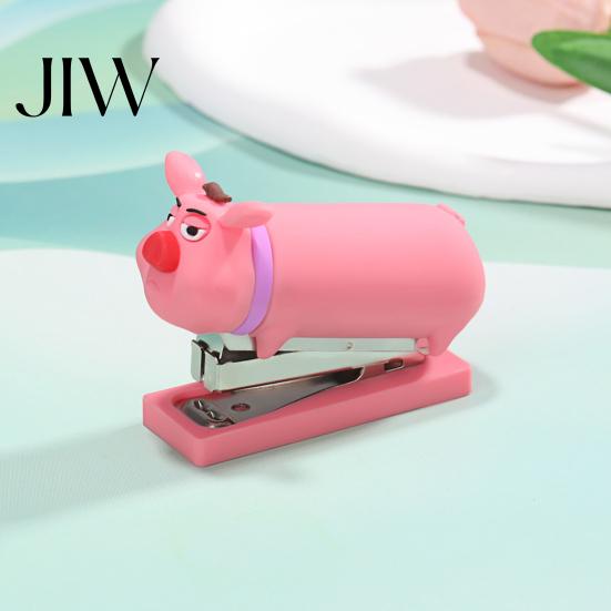 Functional Stapler for Receipts And Crafts Mini Cartoon Stapler, Cute Pig Shape, Portable Lightweight PVC Small Desktop Office Desk Shell Binding