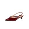 Low Kitten Heels for Women Slingback Dressy Pumps Pointed Closed Toe Ankle Strap Wedding Pumps Women's Summer Comfortable Slip on Low Heeled Shoes