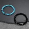 Genuine Natural Stone Beads Bracelet Men 8MM Howlite Obsidian Tiger Eyes Beaded Elastic String Bangles Homme Joias