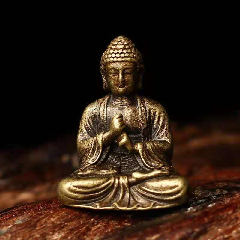 Mini Shakyamuni Buddha Guanyin Pendant - Solid Brass Buddha Statue Ornament