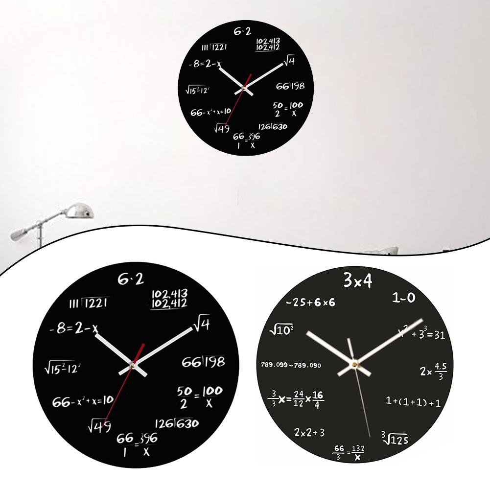 Modern Wall Clock with Equation Numbers for Math For Teachers Students and Engineers Black 30x30 cm Battery Powered