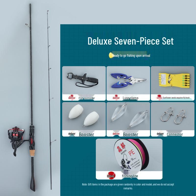 Complete Beginner's Micro Tin Can Lure & Long Cast Spinning Rod Set with Double Rocker Arm Spinning Wheel.