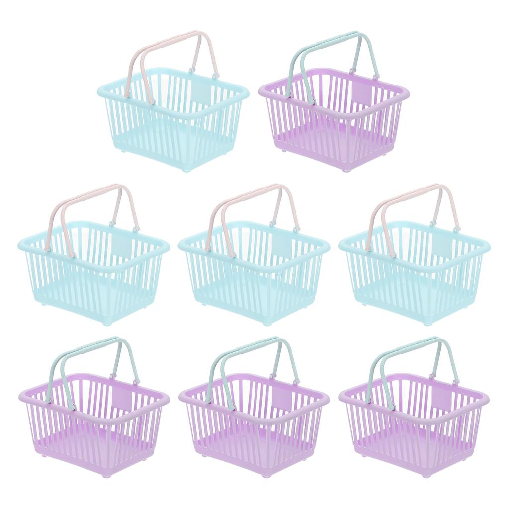 8 Stück Kleiner Plastikkorb Mini Aufbewahrungskorb Lebensmittel Winzige Einkaufskörbe mit Griff Organizer Gefiltertes Wasser für Spielzeug Snacks