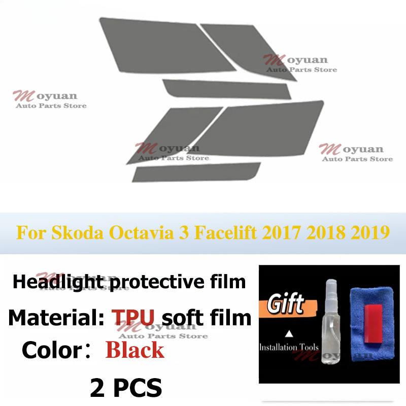 For Skoda Octavia 3 Facelift 2017 2018  Car Headlight Protect Car Film Front Headlamp TPU Exterior Sticker Car Accessories