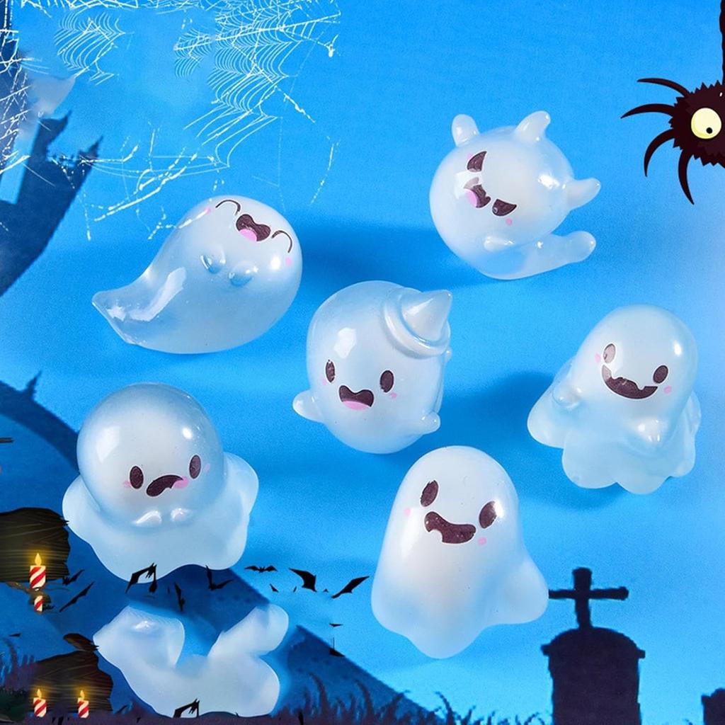 Kodama Ghost Cute Miniature DIY Garden Decorations for Moss and Plant Fairies for and Halloween Glow-in-the-Dark Figures, 15-Piece Set, Bonsai,