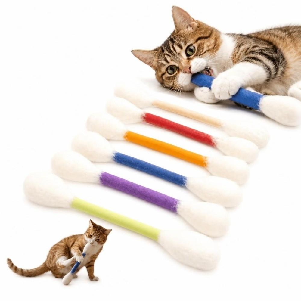 6Pcs Anti-Boredom Cotton Swab Cat Toy Oversized Cat Accessories Kitten Chew Toy Interactive Play