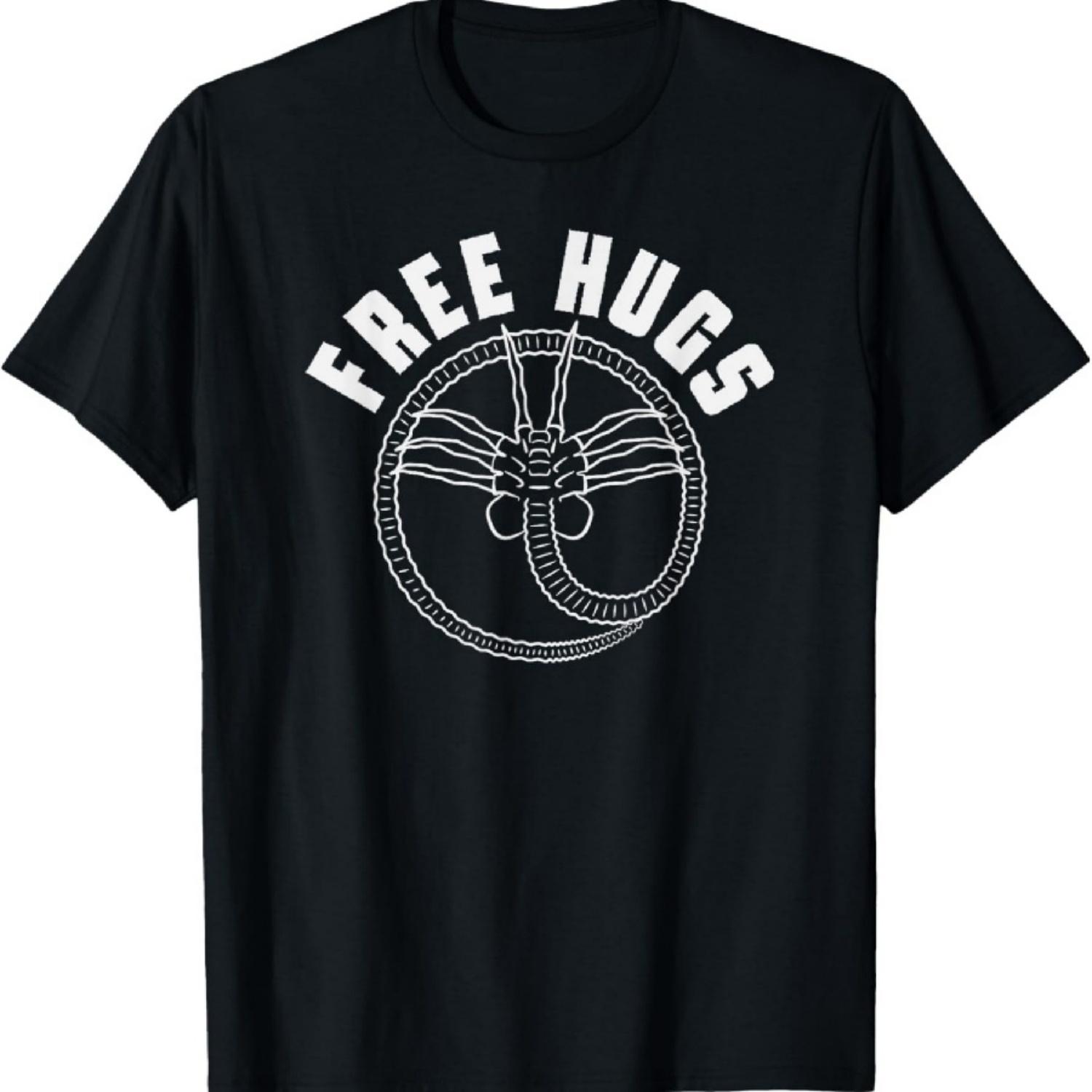 

get hugs for free satirical alien face squeezer dark humor T-Shirt XXXXXL чорний