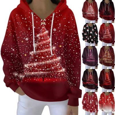 Women's Fashion Casual Hooded Loose Printed Long Sleeve Sweatshirt