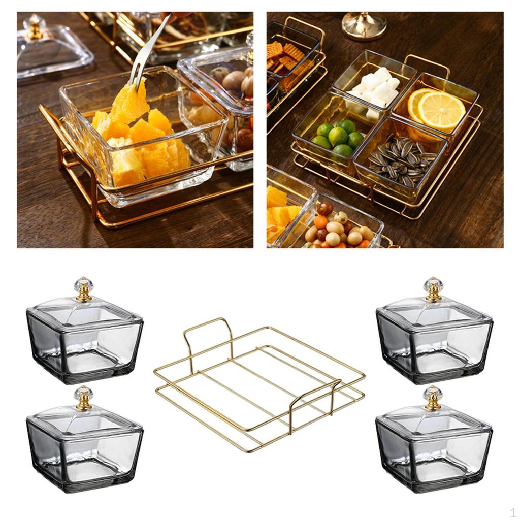 Geteilte Obstplatte Vorspeisen Serviertablett Snackschalen Mehrere Fächer mit Deckel Kreativ Klar