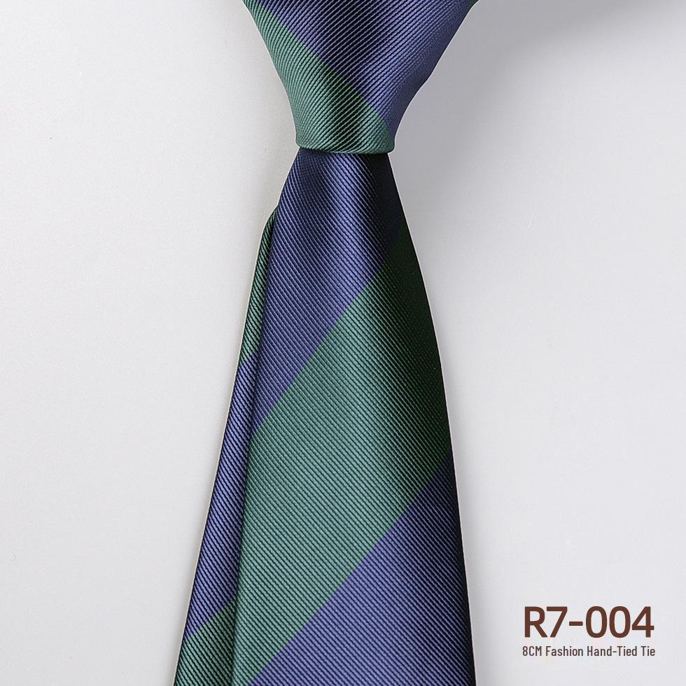 Versatile Retro Striped Tie for Men - Hand-Knotted British Korean Style In Brown, Green, and Blue for Business and Formal Wear.