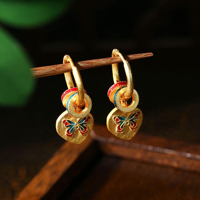 Vintage Chinese Enamel Butterfly Earrings: High-End, Versatile Mid-Century Ear Clips