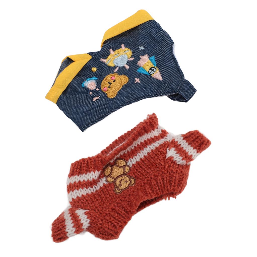 Plush Doll Clothes 20cm Bear Overalls Sweater Kpop Clothing Accessories Cotton Fabric Brown