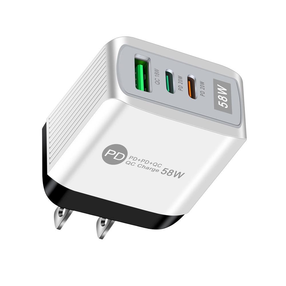 58W Dual Fast Charger with 2PD + QC3.0 for EU, US, UK, AU Plugs