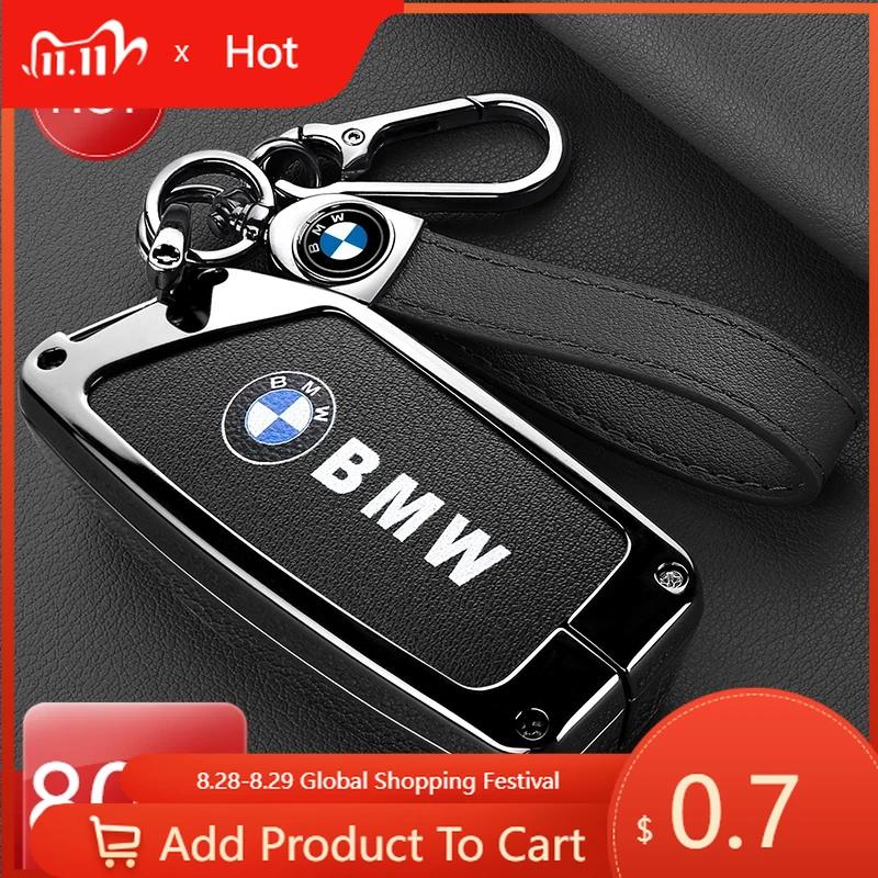 Car Sticker Hot 2025 Genuine Leather Car Remote Key Case Fob Cover Keychain ring For BMW I7 X7 G07 LCI I20 U11 IX X1 7 Series G7