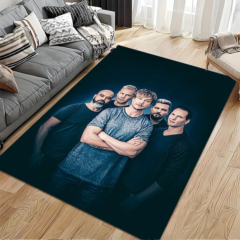 Band Group Photo On Dark Blue Suitable As a Non-slip Mat for the Living Room or Bedroom Sofa