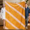 1 Piece Mustard Yellow and Pink Diagonal Pattern Flannel Blanket, Soft, Suitable for Sofa, Bed, Office, All-season Use.