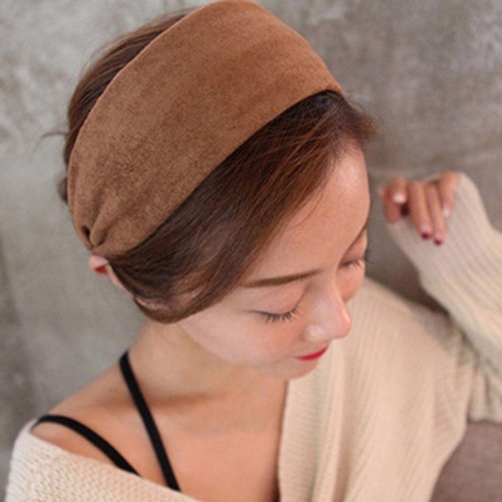 Wide Hairband Vintage Solid Color Women Headband Sweet Hair Hoop Suede Korean Style Hair Hoop