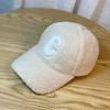 Lamb Wool Baseball Cap Women's Autumn and Winter Embroidered C Letter Cap Casual Warm Hat