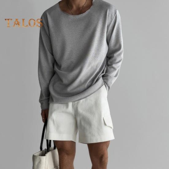 Jaro Podzim Muži Top Kulatý výstřih Dlouhé Rukávy Tenké Vyhloubené Jednobarevné Volné Pulovr střední délky Hip Hop Streetwear Mikina