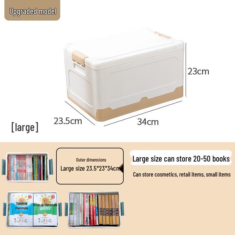 Foldable Plastic Storage Box with Lid & Handles, 28L