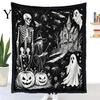 Personalisierbare Samt-Kunstdecke Halloween DIY Maldecke, Überwurf mit Geistermustern, Waschen Sie Ihre eigene gemütliche Decke zum Ausmalen für Erwachsene und Kinder,